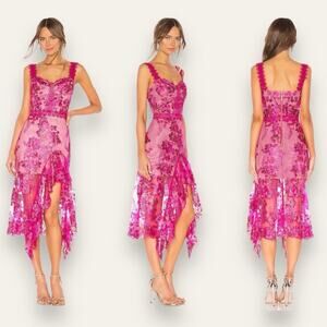 NWT Bronx and Banco Eva Midi Dress in Fuchsia Medium Women’s 6 US